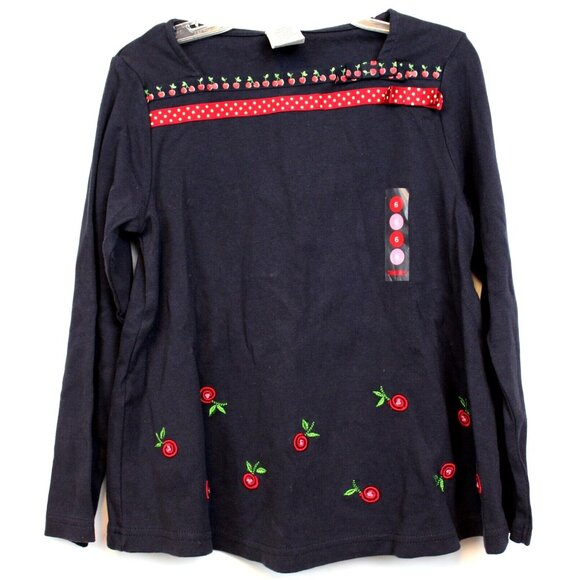 NEW 2006 Gymboree Cherry Pie Shirt sz 7 Fruit Embroidered Ribbon Sqaure Neck - Picture 1 of 8